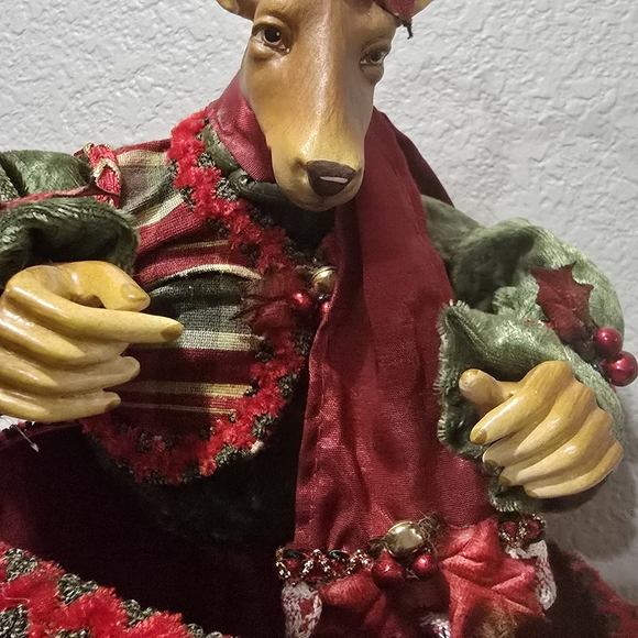 Rare Vintage Mark Roberts Deer Reindeer Stocking 55" Christmas Decor Round Top, - Picture 8 of 14